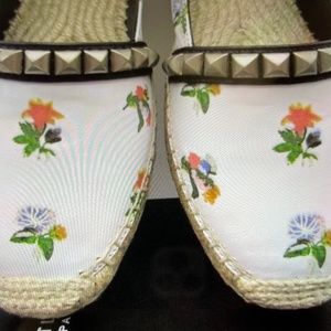 Saint Laurent YSL Espadrilles St Venice White Floral Studded flats size 37 (BNIB